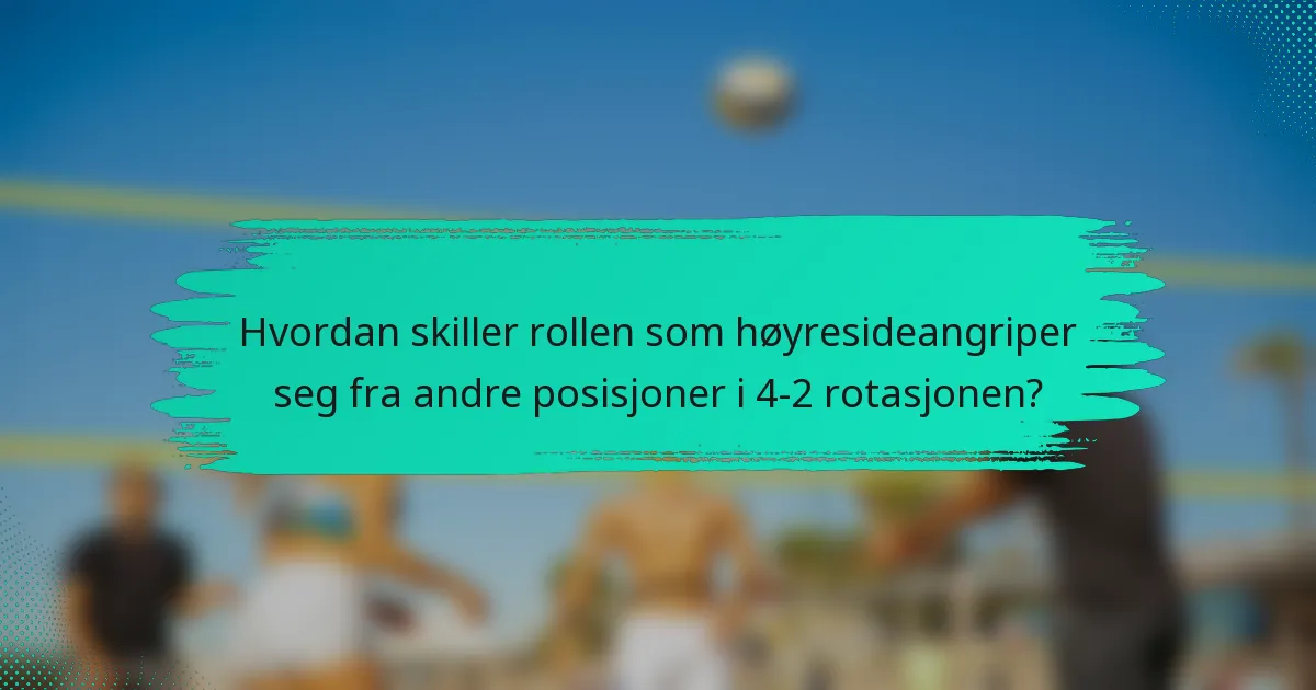 Hvordan skiller rollen som høyresideangriper seg fra andre posisjoner i 4-2 rotasjonen?